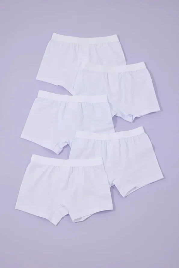 Trendyolmilla Kids White 5-Pack Boys Cotton Stretch Boxer Briefs