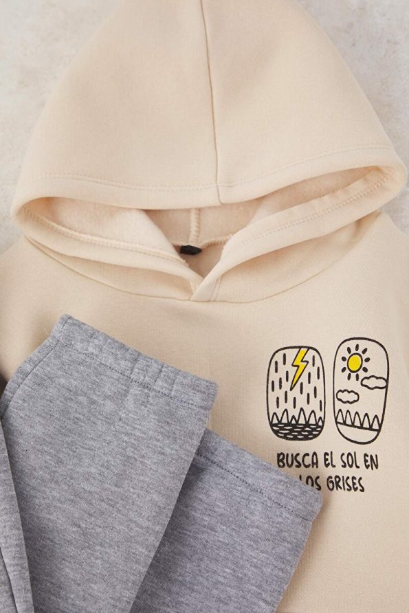 Trendyolmilla Kids Cream Cotton Boys Oversized Hoodie Set