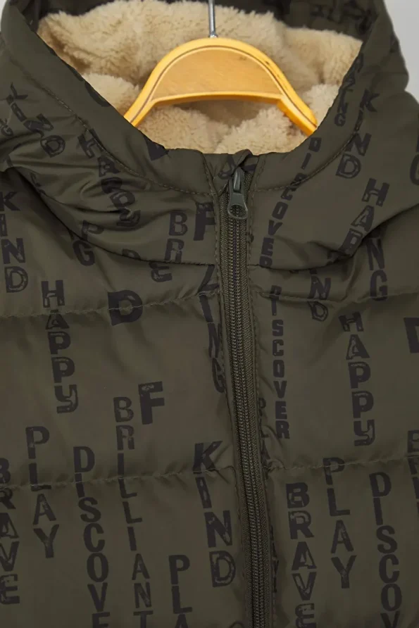 Trendyolmilla Kids Olive Green Boys' Geometric Print Hooded Jacket
