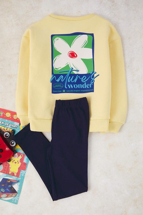 Trendyolmilla Kids Yellow Cotton Oversized Slogan Knit Set