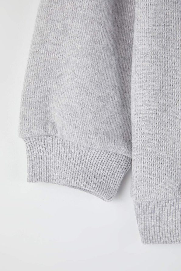 Trendyolmilla Kids Gray Melange Cotton Printed High Neck Regular Fit Sweatshirt
