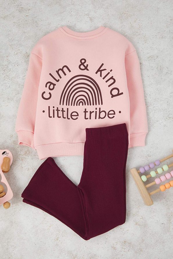 Trendyolmilla Kids Powder Pink Cotton Oversized Knit Set for Girls