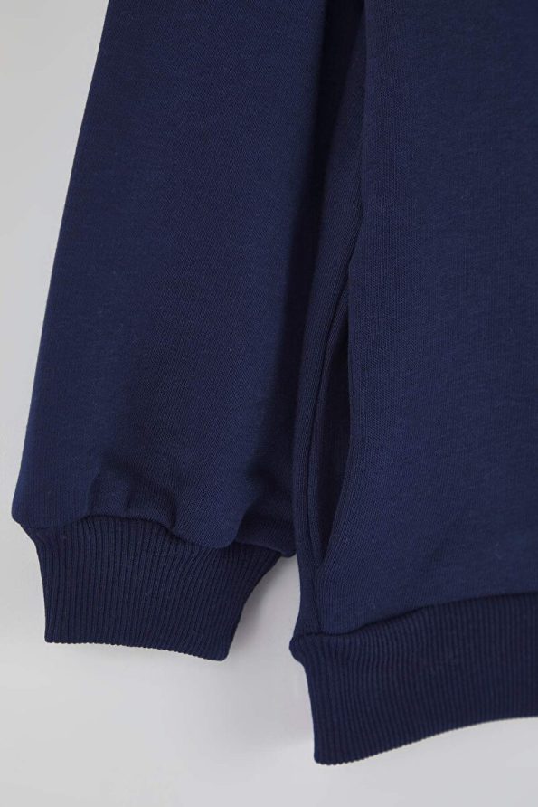 Trendyolmilla Kids Navy Blue Cotton Printed Hoodie Sweatshirt