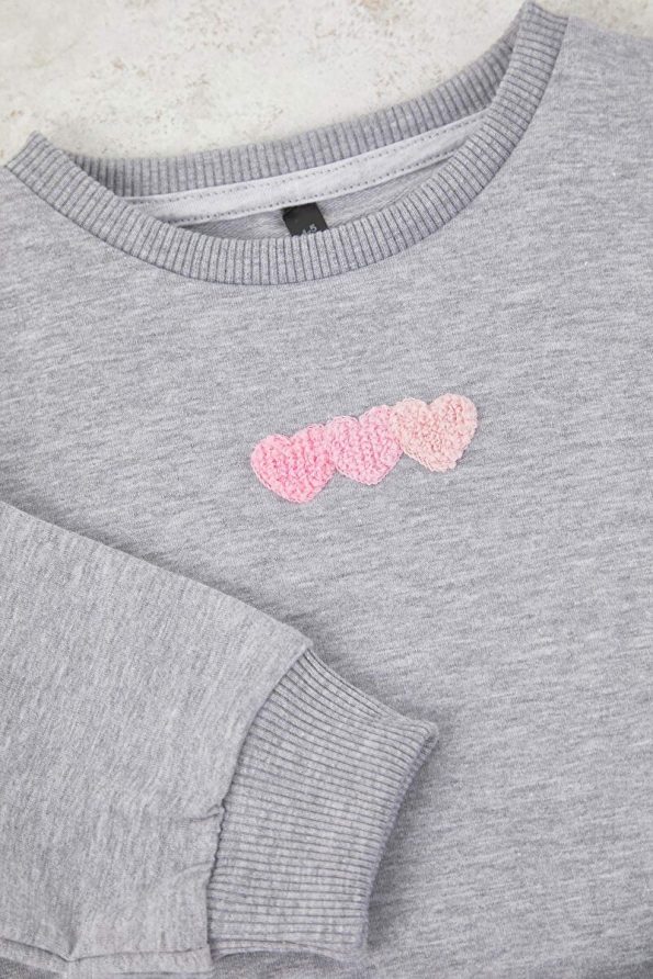 Trendyolmilla Kids Grey Mélange Heart Print Cotton Set