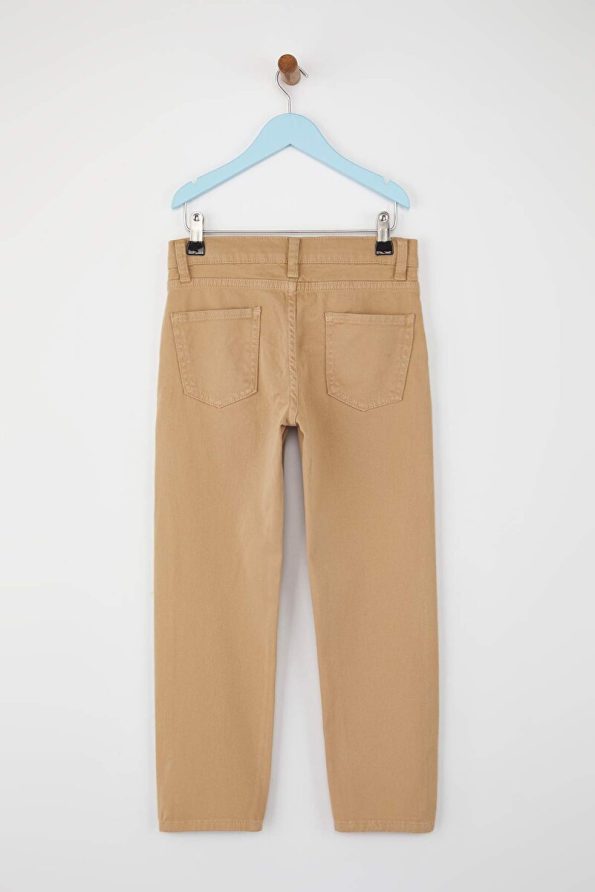 Trendyolmilla Kids Camel Boys 100% Cotton Elastic Waist Plain Woven Pants