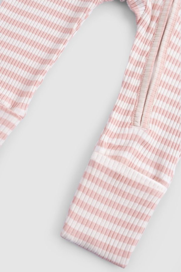 Pink Modal Romper with Built-in Gloves and Booties