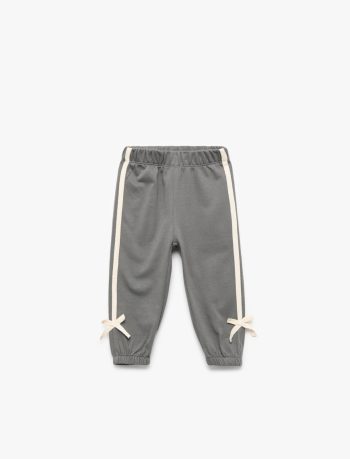 Girls' Cotton Elastic Waist Bow Detail Jogger Pants