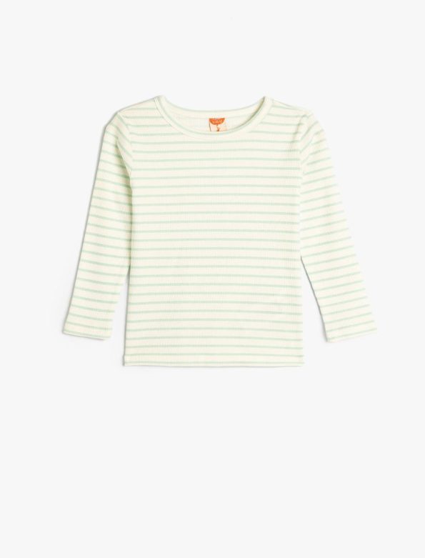 Girls' Long Sleeve Cotton Striped T-Shirt