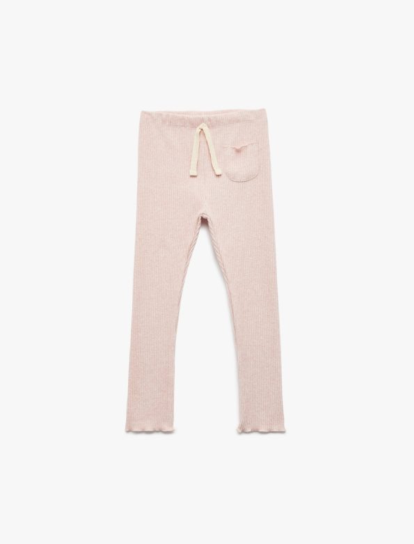 Girls' Baby Pocket Detail Drawstring Waist Viscose Blend Ribbed Leggings