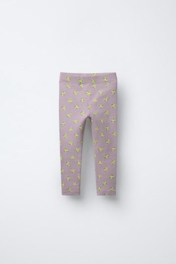 Girls' Cotton Lilac Floral Sweatshirt and Leggings Set