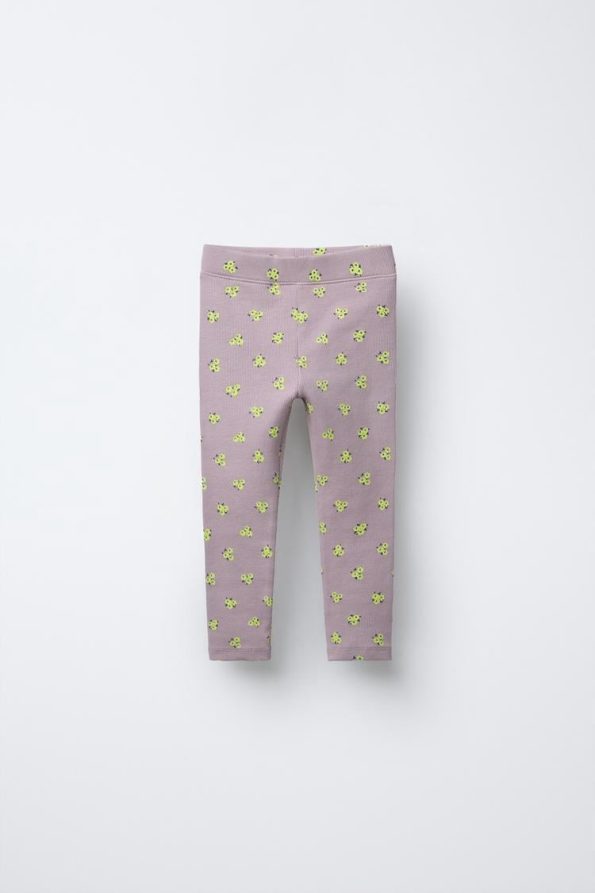 Girls' Cotton Lilac Floral Sweatshirt and Leggings Set