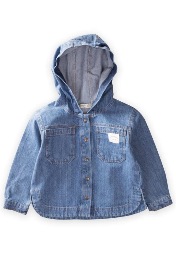 Hooded Denim Jacket for Ages 2-7 Blue