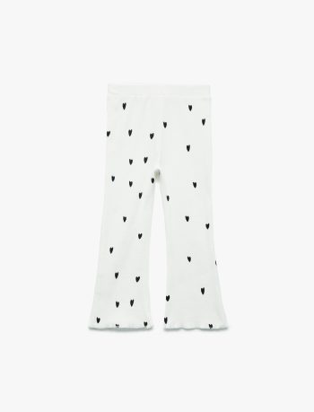 Girls' Cotton Heart Print Flared Leggings