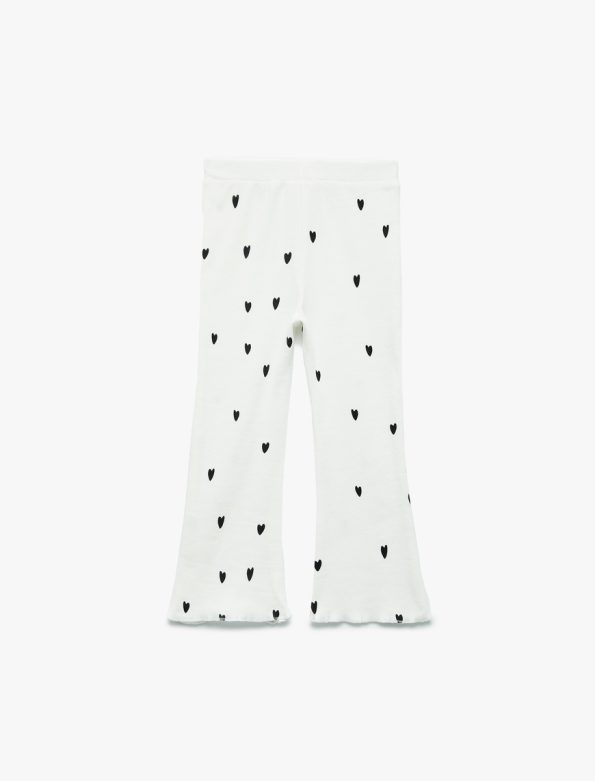 Girls' Cotton Heart Print Flared Leggings