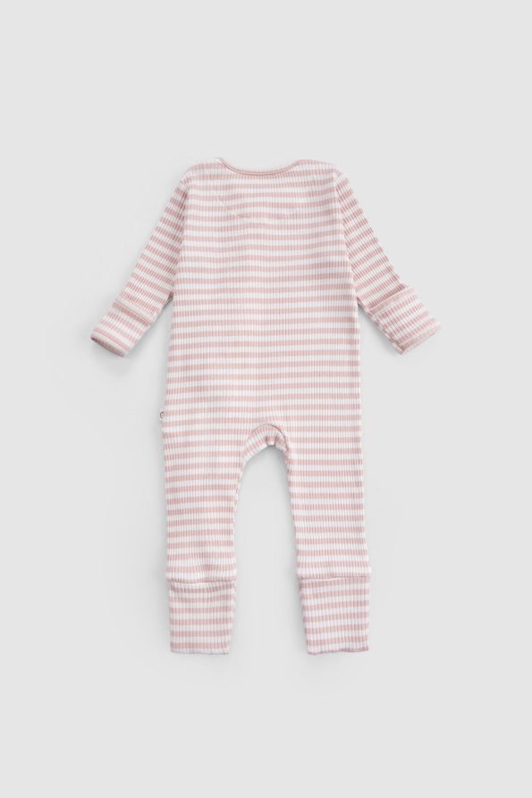 Pink Modal Romper with Built-in Gloves and Booties