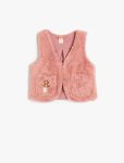 Girls' Plush Vest with V-Neck and Pocket Details