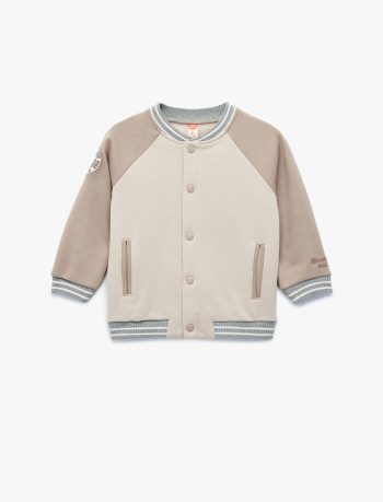 Baby Boy Long Raglan Sleeve Color Blocked Jacket