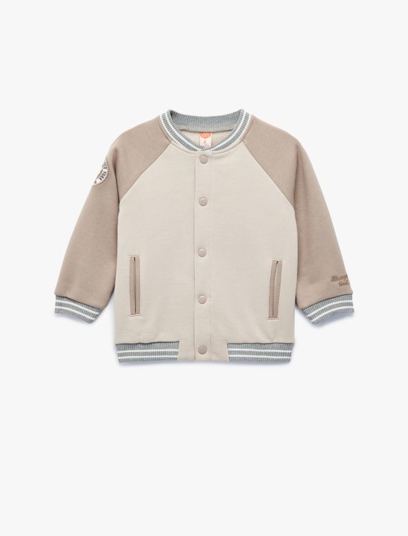Baby Boy Long Raglan Sleeve Color Blocked Jacket