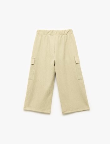 Girls' Baby Elastic Waist Wide Leg Cargo Pants