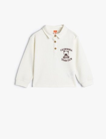 Embroidered Long Sleeve Polo Neck Sweatshirt for Baby Girls