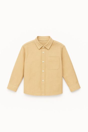 Boys' Cotton Beige Long Sleeve Shirt