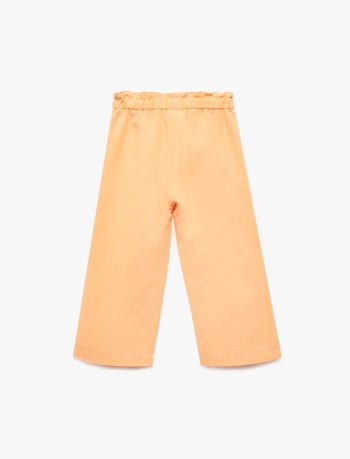 Girls' High-Waisted Elastic Waist Linen Blend Pants