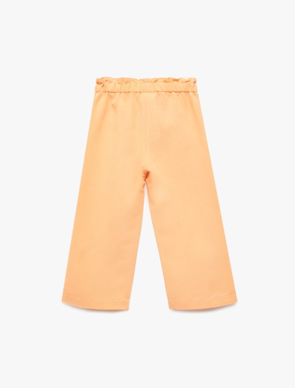 Girls' High-Waisted Elastic Waist Linen Blend Pants