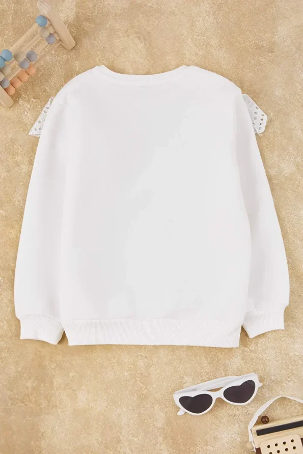 Trendyolmilla Kids Ecru Cotton Crew Neck Sweatshirt for Girls