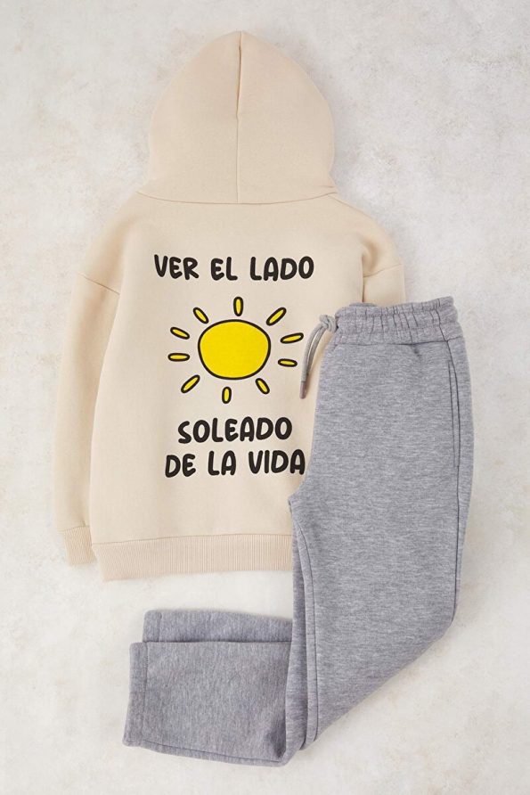 Trendyolmilla Kids Cream Cotton Boys Oversized Hoodie Set