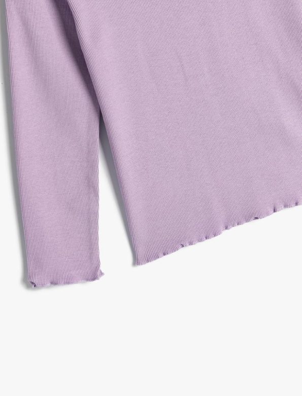Girls' Long Sleeve Basic T-Shirt with Ribbed Cotton Crew Neck