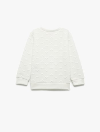 Heart Print Long Sleeve Crew Neck Sweatshirt for Baby Girls