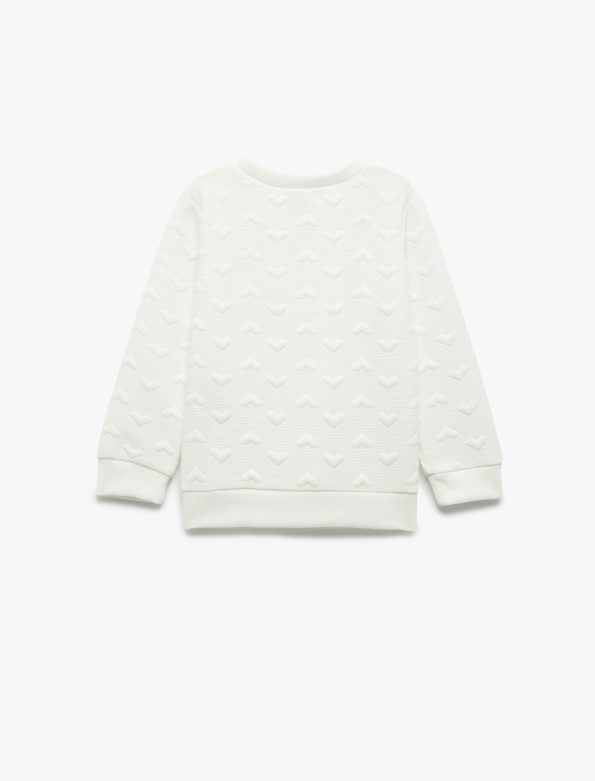 Heart Print Long Sleeve Crew Neck Sweatshirt for Baby Girls