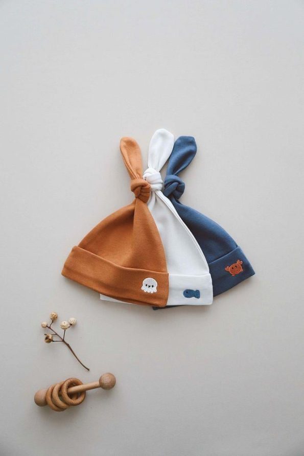Set of 3 Embroidered Newborn Hats Model 4