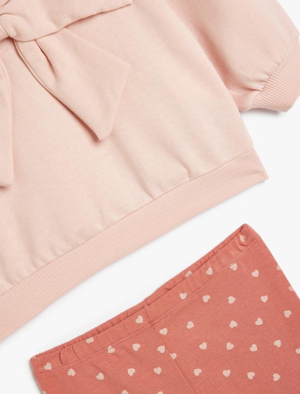 Girls' Baby 2-Piece Set with Bow Detail Sweatshirt and Polka Dot Leggings