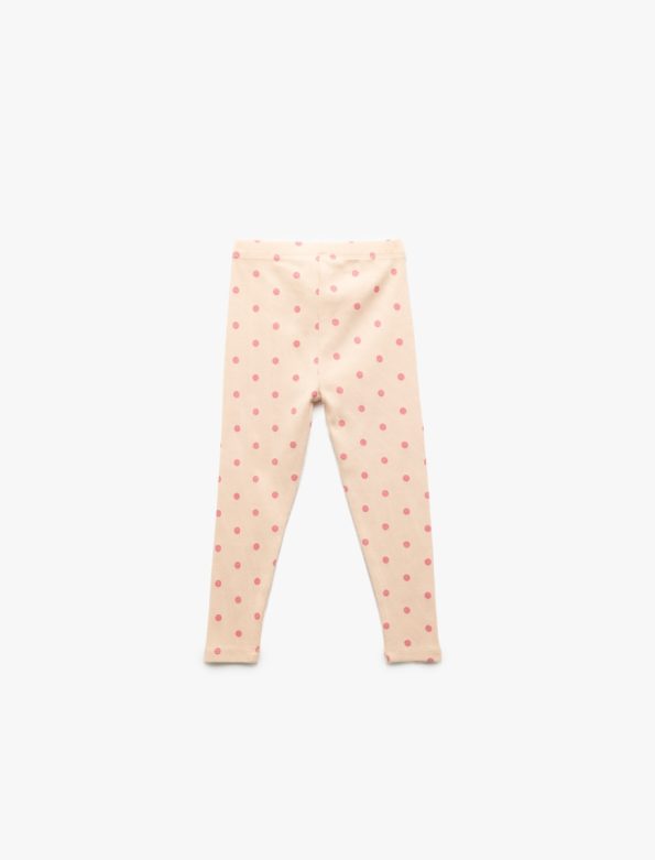 Girls' Cotton Polka Dot Basic Leggings with Elastic Waist