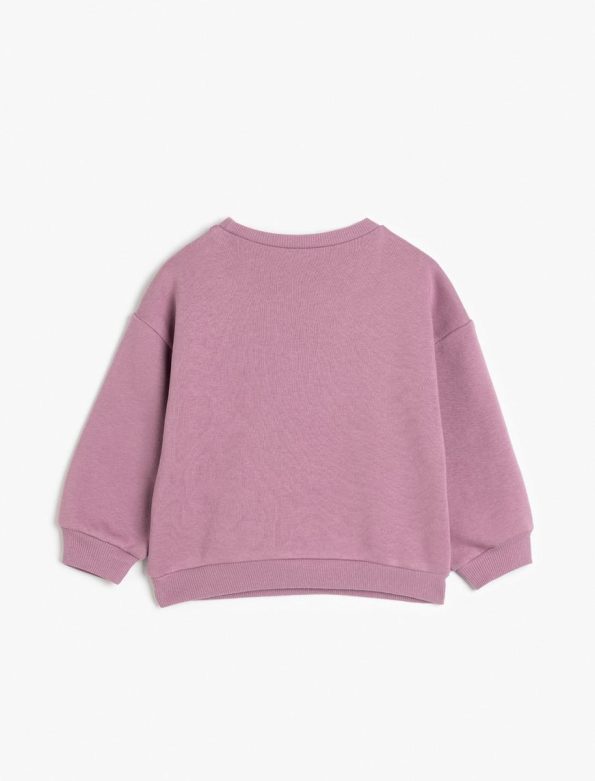 Girls' Long Sleeve Cat Print Crew Neck Sweatshirt