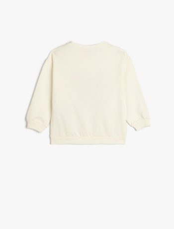 Girls' Cotton Long Sleeve Bow Print Sweatshirt