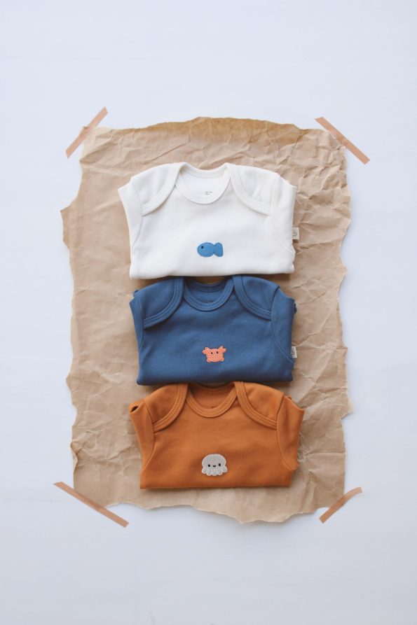 Set of 3 Embroidered Long Sleeve Bodysuits