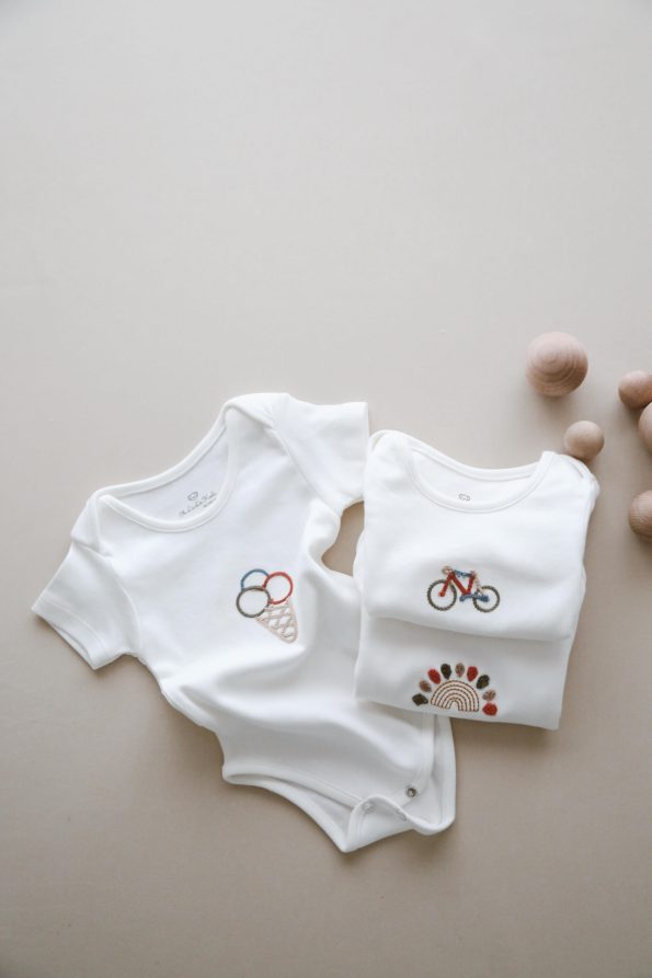 3-Pack Embroidered Short Sleeve Bodysuit Set
