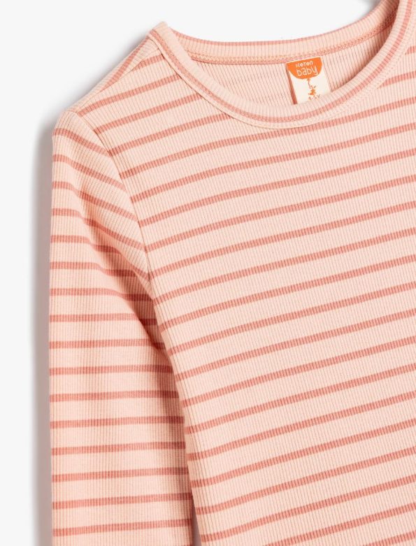 Girls' Long Sleeve Ribbed Cotton T-Shirt