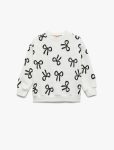 Girls' Bow Print Long Sleeve Crew Neck Sweatshirt