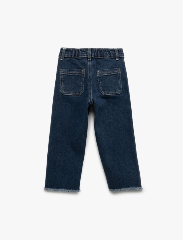 Girls' Cotton Wide Leg Denim Pants