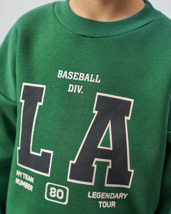 Boys' Cotton Green LA Print Sweatshirt Tracksuit - Casual Everyday Style