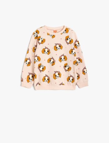 Girls' Baby Dog Print Long Sleeve Cotton Sweatshirt