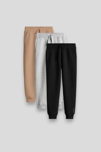 Unisex Kids Cotton Black Gray Beige Jogger Pants Set