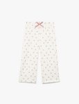 Girls' Cherry Print Wide Leg Pants with Bow and Elastic Waist