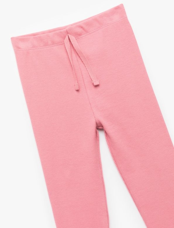 Girls' Cotton Ribbed Elastic Waist Basic Long Leggings