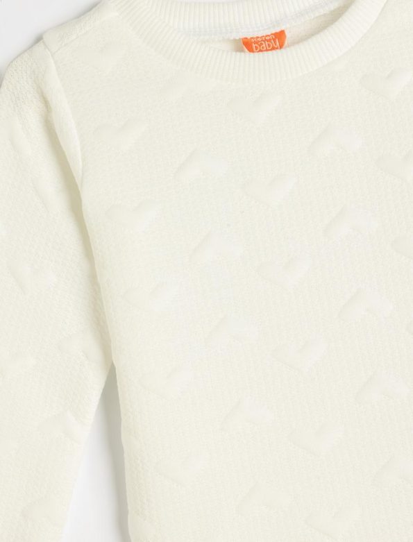 Girls' Basic Long Sleeve Sweatshirt with Heart Detail