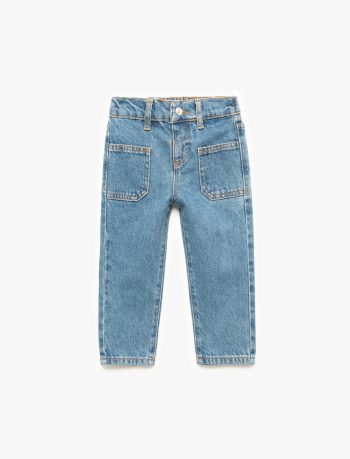 Girls' Cotton Pocket Detail Denim Pants