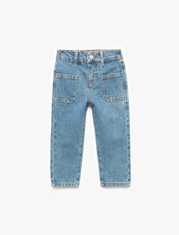 Girls' Cotton Pocket Detail Denim Pants